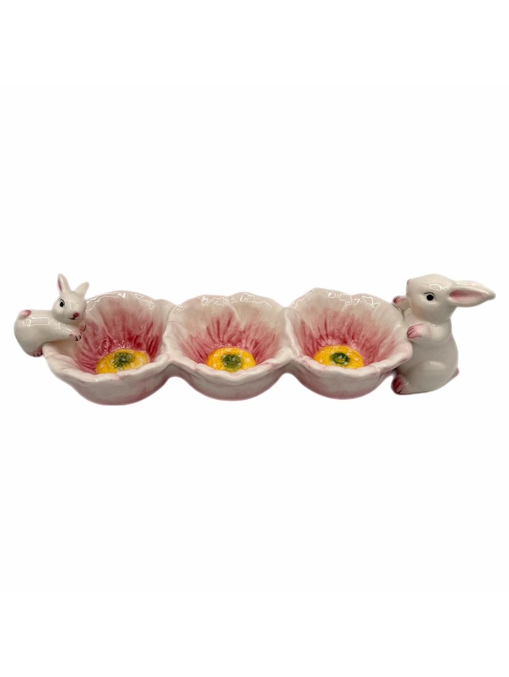 Vintage Maxcera Easter Bunny 3-Section Divided Ceramic Serving Dish